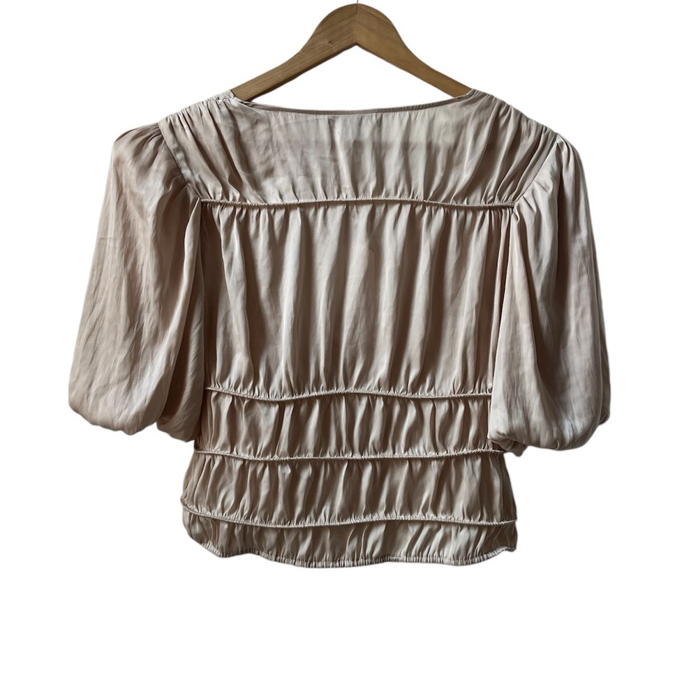 NWT FRAME Julianne Smocked Puff Sleeve Top Size Medium - Picture 5 of 6